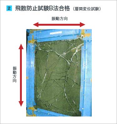 飛散防止試験B法合格（層間変位試験）